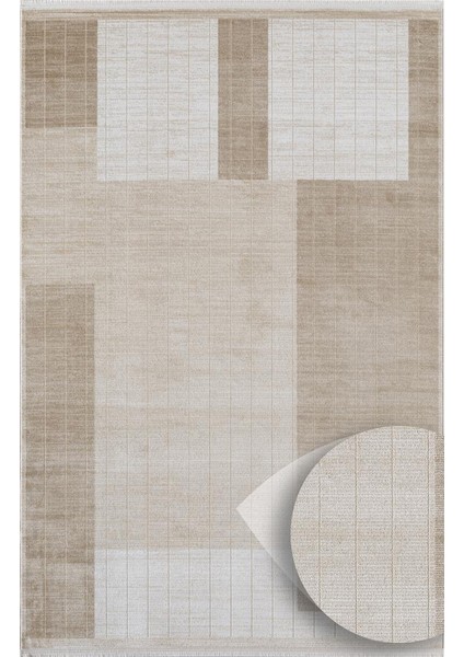 Marsilya Bej Halı Vizon Halı Krem Halı Geometrik Desenli Modern Ince Akrilik Yumuşak Salon Halısı