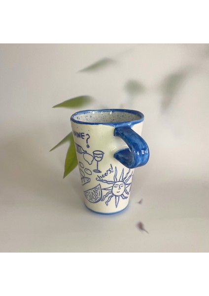 El Yapımı Seramik Kupa - Sembol Çizimli Seramik Kupa - 250 ml fırsatları