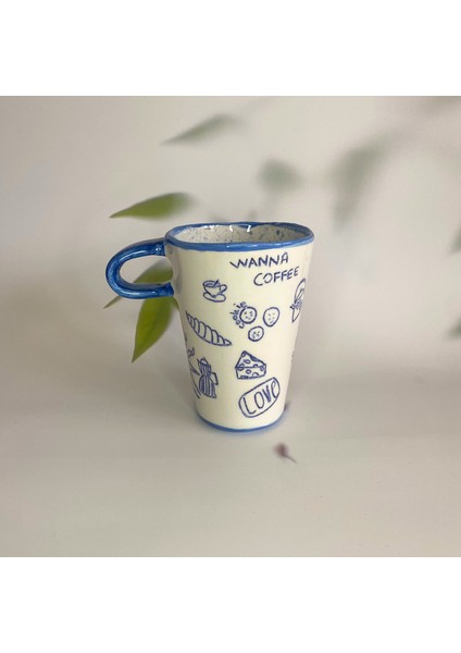 El Yapımı Seramik Kupa - Sembol Çizimli Seramik Kupa - 250 ml indirimleri