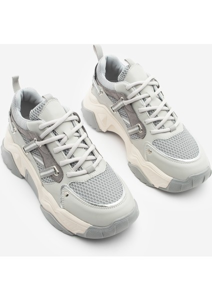 Kadın Sneaker Bağcıklı Fileli Kalın Taban Spor Ayakkabı Azlin