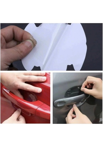 8 Adet Araba Kapı Kolu Koruyucu Çizilme Önleyici Şeffaf Sticker Film Koruma Seti