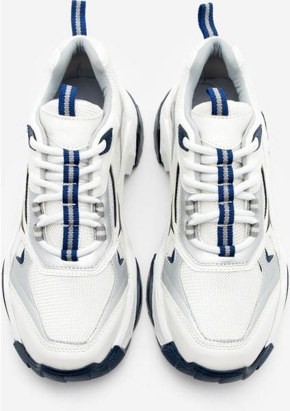 Kadın Sneaker Kalın Taban Bağcıklı Çok Parçalı Spor Ayakkabı Mizon Lacivert