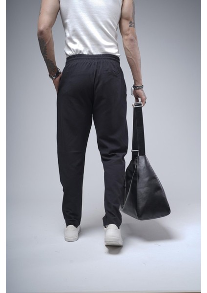 Boyfriend Kalıp Beli Lastikli Cepli Erkek Gabardin Pantolon