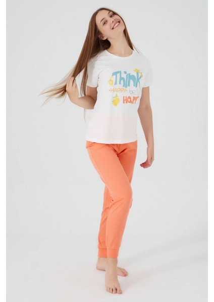 Roly Poly Think Happy Be Happy Kadın Kısa Kol Pijama Takım fırsatları