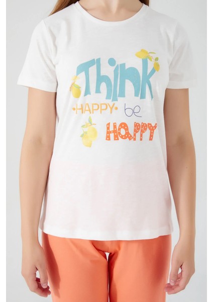 Roly Poly Think Happy Be Happy Kadın Kısa Kol Pijama Takım indirimleri