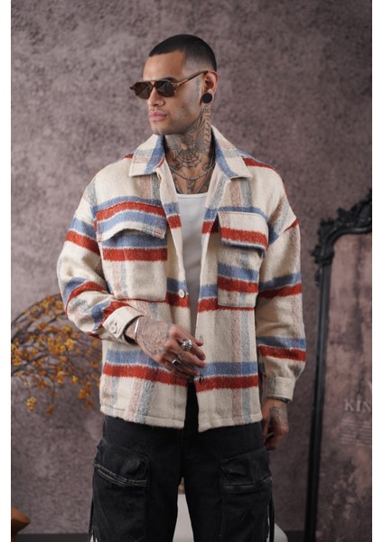 Oversize Kalıp Unisex Cepli Kaşe Oduncu Gömlek