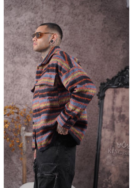 Oversize Kalıp Unisex Cepli Kaşe Oduncu Gömlek