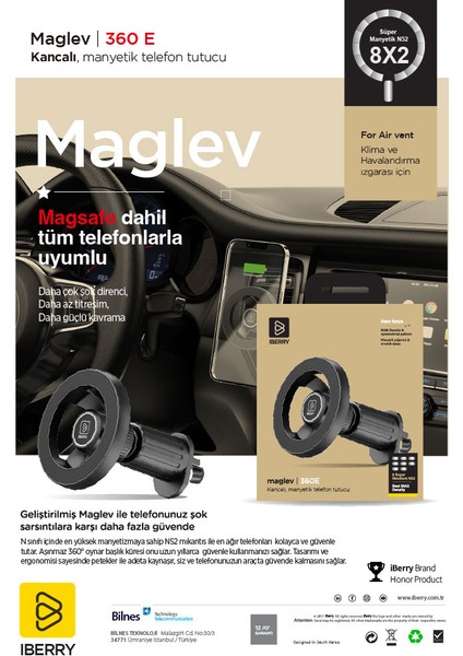 Maglev MG360E Klipsli Manyetik Araç Içi Telefon Tutucu