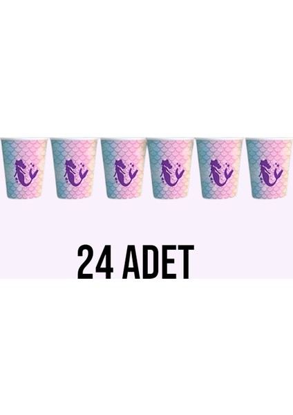 Deniz Kızı Temalı Bardak 24 Lü - Doğum Günü Parti Seti Malzemeleri