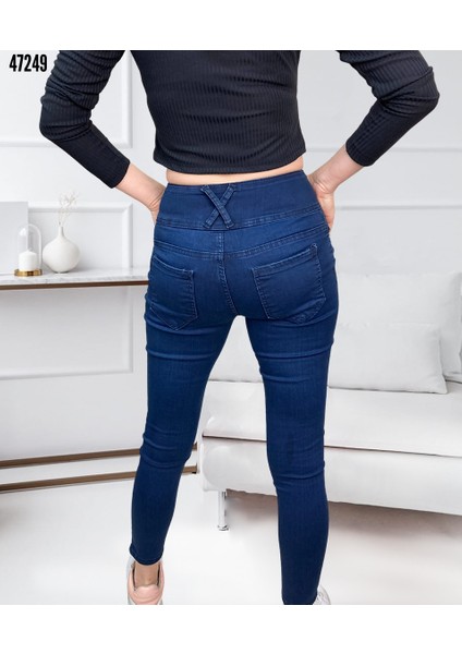 Likralı Yüksek Bel Büyük Beden Jean Pantolon fırsatları