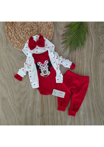 Kız Bebek Kalpli %100 Pamuk Bebek Takımı Bebek Hediyesi Yenidoğan 0-3 Aylık BBK5778