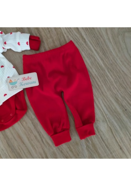 Kız Bebek Kalpli %100 Pamuk Bebek Takımı Bebek Hediyesi Yenidoğan 0-3 Aylık BBK5778