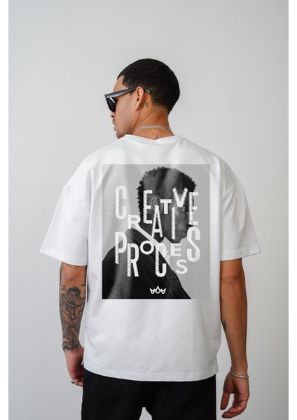 Oversize Kalıp Creative Baskılı Unisex Tişört
