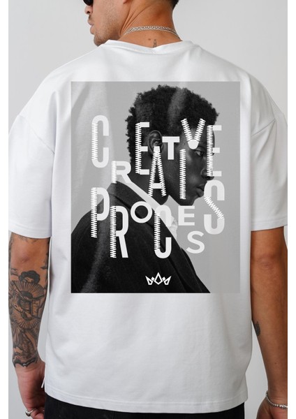 Oversize Kalıp Creative Baskılı Unisex Tişört