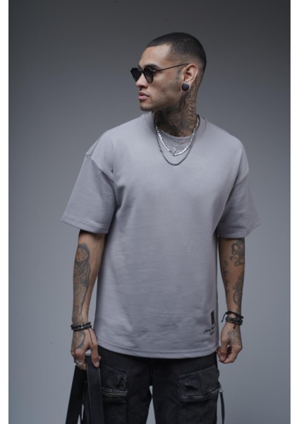Bisiklet Yaka Sırtı Baskılı Double Face Oversize Kalıp Unisex Tişört