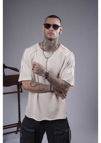 Pis Yaka Oversize Kalıp Reglan Kol Erkek Tişört