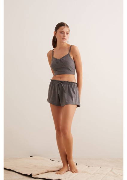 Crop Atletli Şortlu Pijama Takımı