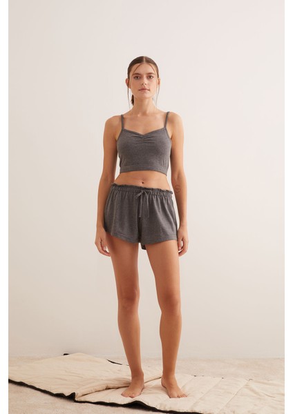 Crop Atletli Şortlu Pijama Takımı modelleri