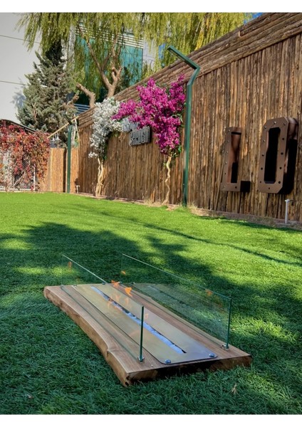 Ultra Mega Boy Doğal Ceviz Masaüstü Bioethanol Şömine Dekoratif Şömine 105 cm fiyatları