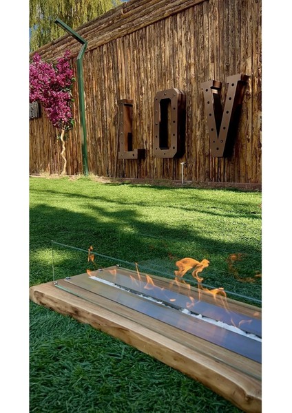 Ultra Mega Boy Doğal Ceviz Masaüstü Bioethanol Şömine Dekoratif Şömine 105 cm modelleri