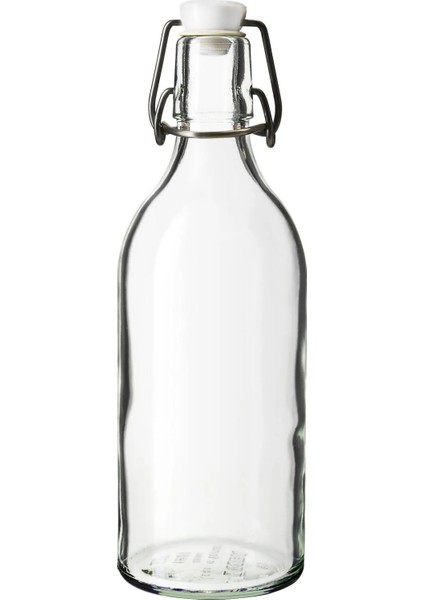 Sızdırmaz Kapaklı Cam Şişe 500 ml Ikea Stoperli Su Şişesi Uzunluk: 23 cm Şeffaf Sürahi