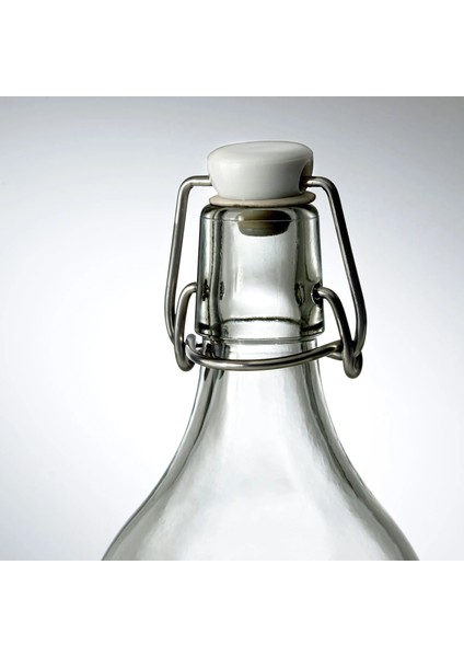 Sızdırmaz Kapaklı Cam Şişe 500 ml Ikea Stoperli Su Şişesi Uzunluk: 23 cm Şeffaf Sürahi