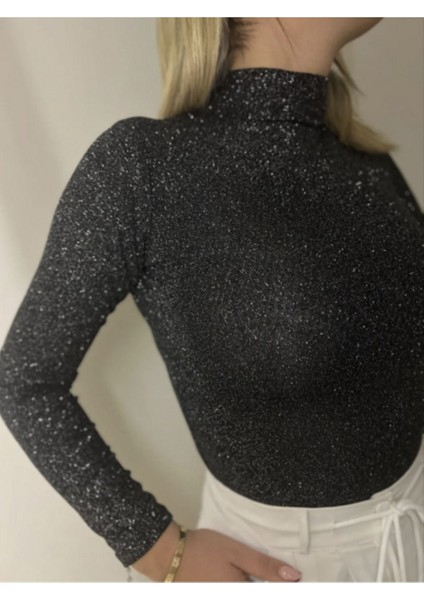 Parıltılı Şıklık: Siyah Işıltılı Uzun Kollu Bodysuit fırsatları