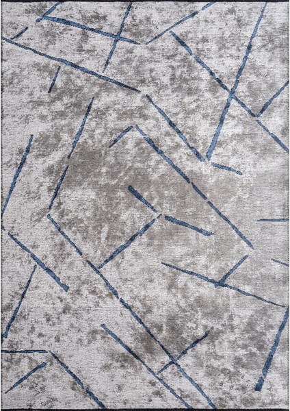 Azur UZ02E Gri Mavi Pamuk Akrilik Yumuşak Dokulu Modern Kilim Karademir Home