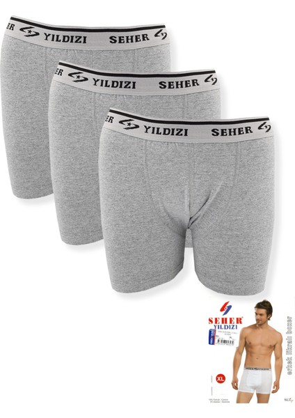 0060 Seher Erkek Elastan Boxer 3lü Gri