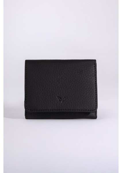 Magnus - Unisex Siyah Trifold Hakiki Deri Cüzdan
