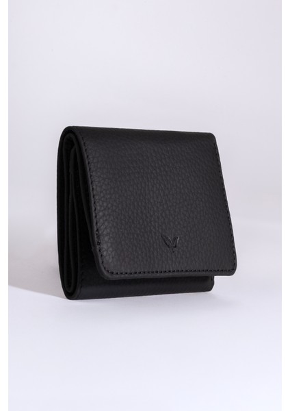 Magnus - Unisex Siyah Trifold Hakiki Deri Cüzdan