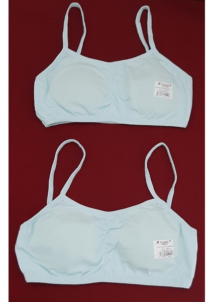 Kız Çocuk Pedli Alıştırma Büstiyeri Ince Askılı 2'li Paket (9-10 )Yaş Yeşil Renk
