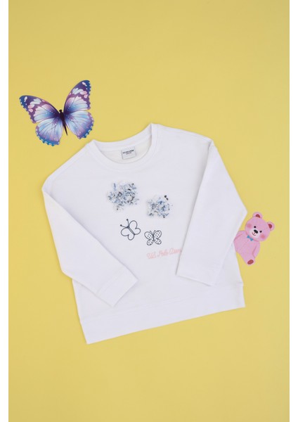 Kız Çocuk Beyaz Sweatshirt 50298202-VR013