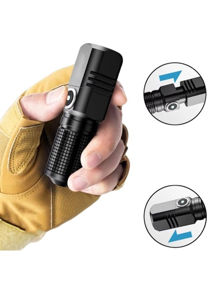 Şarjlı Mini El Feneri 10W 1800 Lümen US-536