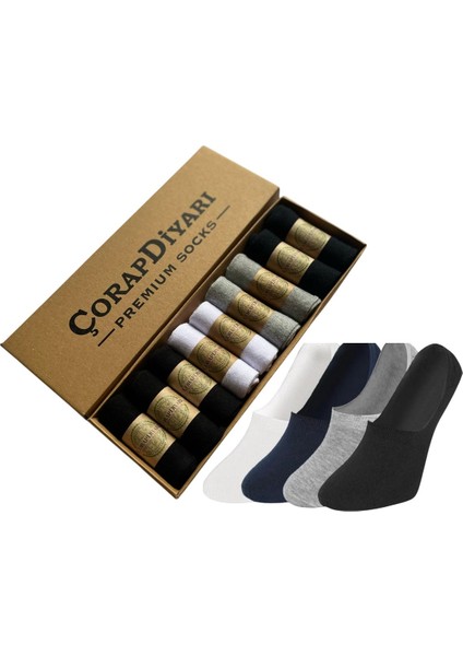 Premium 9'lu Dikişsiz Burunlu Kaydırmaz Silikon Topuklu Bambu Babet Çorap