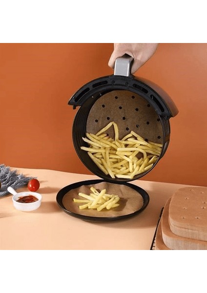 50 Adet Air Fryer Pişirme Kağıdı Delikli Yuvarlak Model