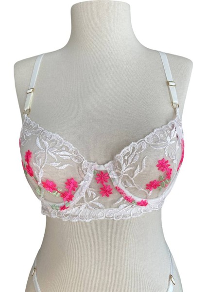 Dantelli Balenli Brode Takım Kırmızı Çiçek Desenli fırsatları