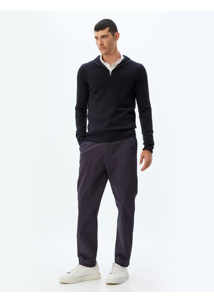 Chino Pantolon Gabardin Cep Detaylı Düğmeli Pamuklu