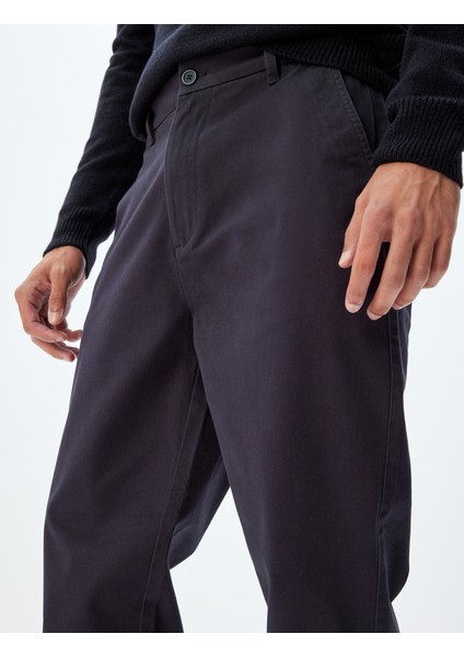 Chino Pantolon Gabardin Cep Detaylı Düğmeli Pamuklu