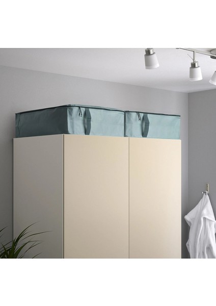 2 Adet Fermuarlı Hurç 55 x 49 x 19 cm Ikea 2'li Set Yatak Altı Çarşaf Nevresim Giysi Saklama Düzenleme Kutusu Turkuaz