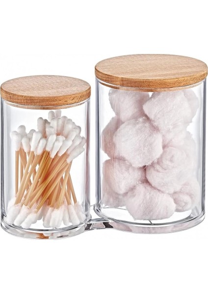 Ahşap Kapaklı Şeffaf Ikiz Pamukluk ve Kulak Çubuğu Organizer fiyatları