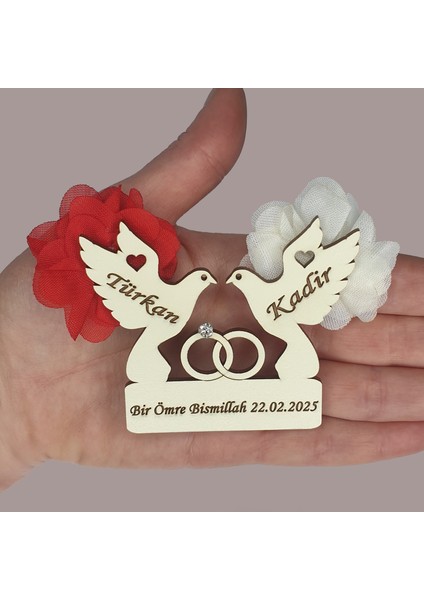 Düğün Nişan Nikah Kına Söz Hediyelik Güvercin Model Çiçek Süslü Magnet 25 Adet fırsatları