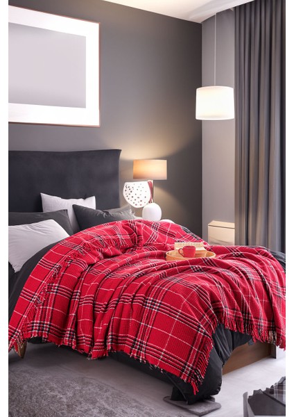 Battaniye Pamuklu Çift Kişilik Warm Soft Kırmızı