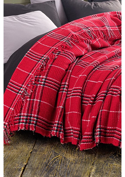 Battaniye Pamuklu Çift Kişilik Warm Soft Kırmızı