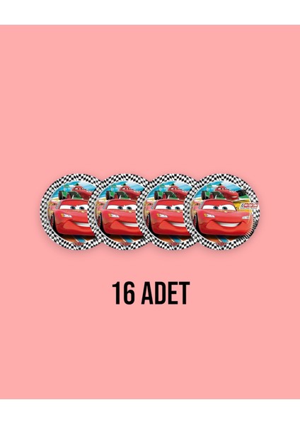 Cars Arabalar Şimşek Mgueen Tabak 16 Li Doğum Günü Parti Malzemeleri