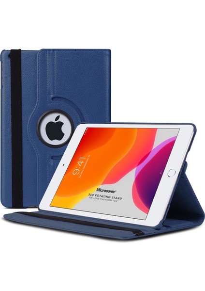 iPad 10.2 9. Nesil A2602-A2604-A2603-A2605 İçin Kılıf 360 Rotating Stand Deri Lacivert