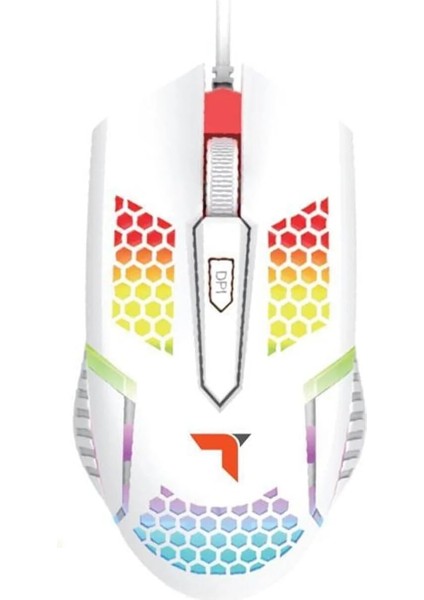 Mouse Işıklı Rgb Kablolu Gamer Oyuncu Optik USB Mouse, Torima TM15, Beyaz