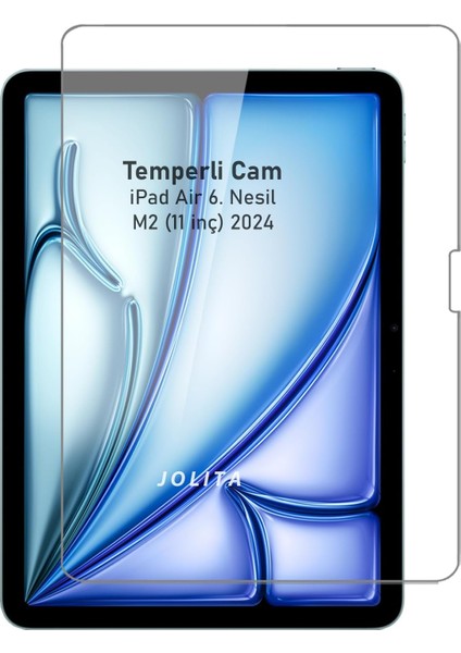 Apple iPad Air 6. Nesil M2 11 Inç 2024 Uyumlu Temperli Ekran Koruyucu Kırılmaz Cam Air 6 A2902 A2903 A2904