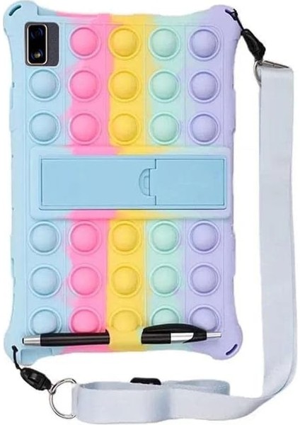 Kılıf Silikon Gökkuşağı Askılı Standlı Kalemli Oyuncak Luxury Apple iPad Mini Apple iPad Mini 2 Apple iPad Mini 3 Apple iPad Mini 4 Apple iPad Mini 5 7.9 İnç ile Uyumlu Ürün