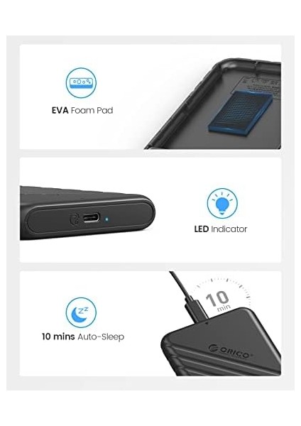 Kutusu Siyah Hard Disk Sata SSD 2.5' Inch Gen1 6gbps Type-C Usb3.1 Type-C To Yeni